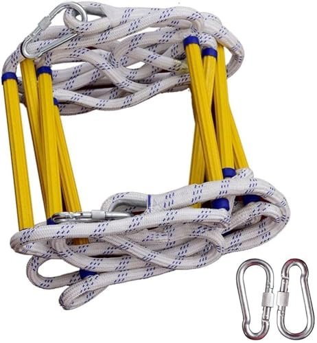Feuerleiter – rutschfest, schnell einsetzbar, Wiederverwendbare weiche Leiter für Kinder und Erwachsene, 3 Meter/10 Fuß, 2/3/4 Stockwerke, Sicherheitshaken für den Notausstieg aus Fenstern u