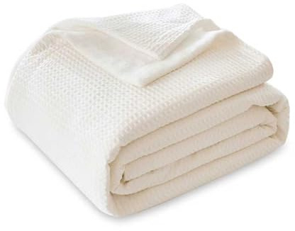 CHUFFED Cotton Waffle Blanket King Size 230x270cm - Double Layer Milk Velvet & Cotton Waffle Weave, Anti-Static, Fluffy Cosy Soft Warm Throw Blankets for Bed, Couch, Sofa, Gifts - White