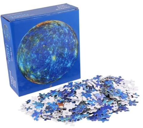 KICHOUSE 1000pcs Round Mercury Planet Jigsaw Puzzle for Adults and Teens, Decompression Intelligence Puzzle for Family, Friends, and Stress Relief