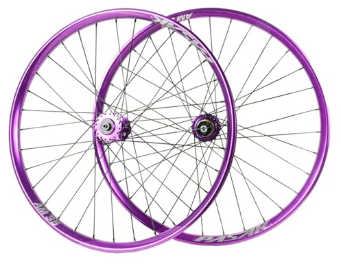GEIRONV 26 2 7.5 29 Zoll Vorder- Und Hinterrad Aus Aluminiumlegierung, Scheibenbremse, 5 Lager, 32 Speichenlöcher, Schnellspanner 9 X 100 MM for Mountainbike/DH/AM(Purple-HG,27.5inch)