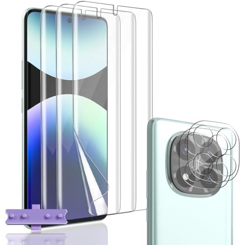 Rnnmeeko Protector de Pantalla para Xiaomi Redmi Note 14 Pro Plus 5G,[3 Pack] TPU Película Protectora y [2 Pack] Protector de Lente de Cámara, HD Anti-Arañazo Sin Burbujas Protector Pantalla Film