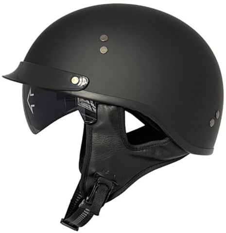 Mezzo Casco Jet Moto Retrò Casco Scodella Portatile DOTECE Omologato Con Visiera Solare Moto Caschi Jet E Demi-Jet Per Uomo Donna Biker Cruiser Scooter Touring 6,M:57-58CM