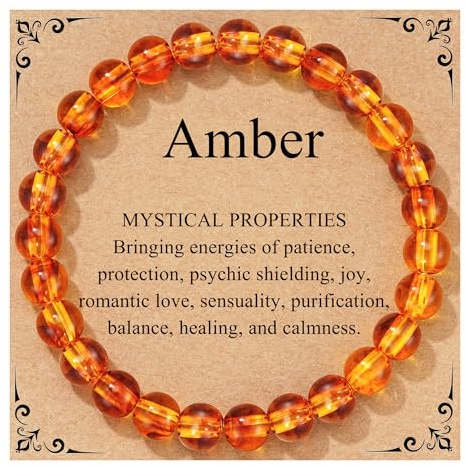 DORANA Natural Baltic Amber Bracelet Handmade Raw Polished Round Stretch Amber Beads Bracelet Hypoallergenic Healing Luck Jewellery Gifts for Women