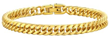 Bandmax Herren Armband Edelstahl Panzerarmband 6/8/12/17mm Massiv Kubanische Gliederarmband 19/21/23cm Schwere Panzerkette Armkette mit Faltverschluss Männer Armreif Schmuck für Geburtstag Vatertag