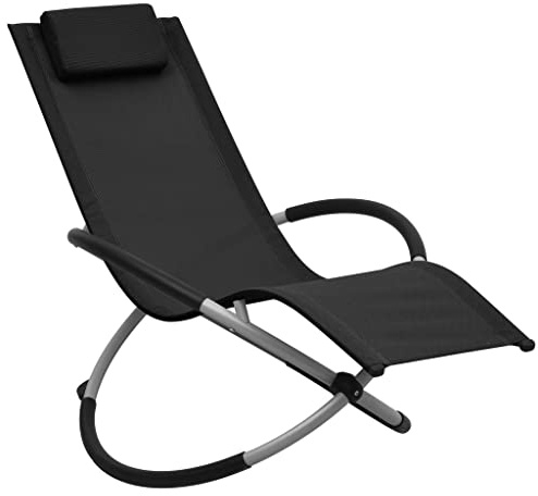 Bendmaxx Kinder-Sonnenliege Stahl Schwarz mit Kissen, Klappbar und Verstellbar, Outdoor Gartenliege für Terrasse, Balkon, Pool, Camping, Relaxen und Sonnenbaden
