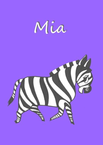 Malbuch / Notizbuch / Tagebuch - Mia: Zebra, DIN A4, blanko mit kleinem Zebra auf jeder Seite