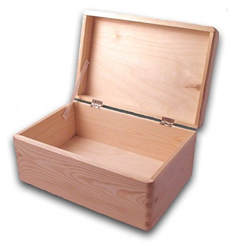 Unfinished wooden box, DIY, storage box with lid, no handle holes, 30 cm x 20 cm x 14 cm