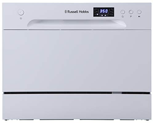 Russell Hobbs RHTTDW6W Freestanding Compact Dishwasher, Eco mode, 6 place_settings, White, Noise level: decibels 52