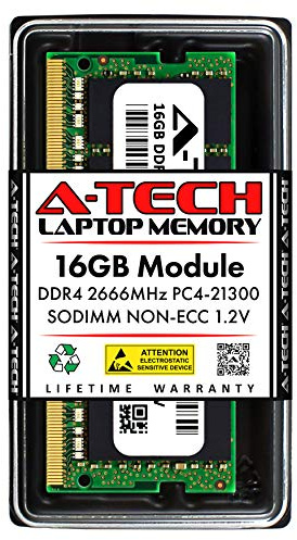 A-Tech DDR4 RAM 16GB 2666MHz PC4-21300 SODIMM Laptop Memory | Non-ECC PC4-2666V CL19 260-Pin SO-DIMM 1.2V Notebook Computer Memory Upgrade Module