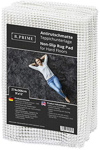 B.PRIME 9x12-Feet Non-Slip Rug Underlay Pad for Hard Floors. Different Size Options Available