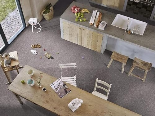 PVC Bodenbelag Vinylboden im Sand-Design, dunkelgrau, Zuschnitt (2m breit / 3m lang)