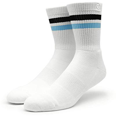 Spirit of 76 Herren & Damen Retro Socken Sportsocken Tennissocken Baumwolle 47 48 49 50 Weiß - Schwarz - Blau (XL)
