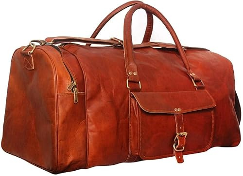 ALASKA EXPORTS Harvey Reisetasche aus echtem Leder, Vintage, Unisex, Braun, 28'' (XXL), Nützlich