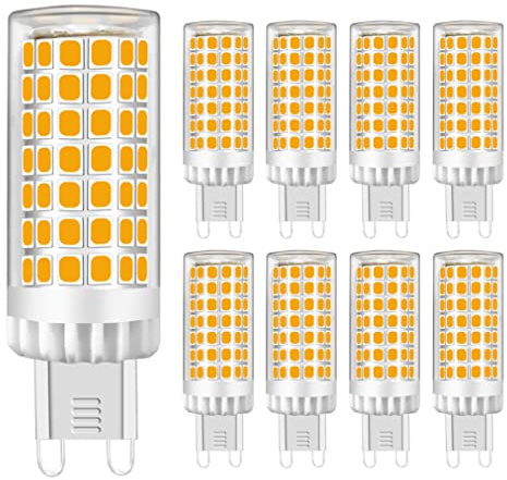 G9 LED Lampe 9W, Warmweiß 3000K, Kein Flimmern, 750lm Entspricht 60W-75W Halogen Leuchtmittel, Keramiksockel, Mini Glühbirne Mit 88-LED SMD2835, AC220-240V, Nicht Dimmbar, Φ18*64mm, 8er-Pack