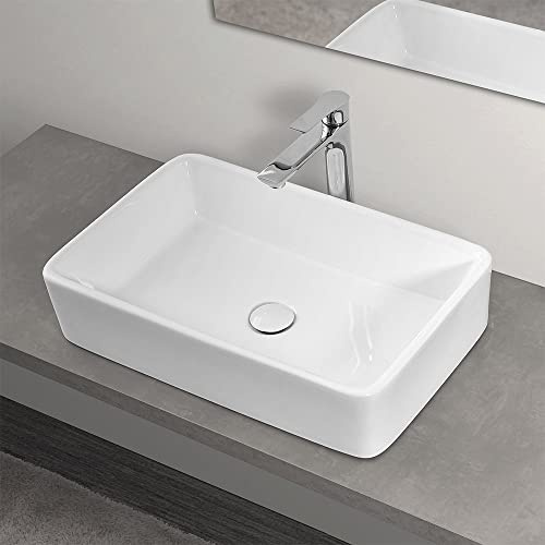 Inbagno Lavabo da appoggio Rettangolare in Ceramica 48x38 cm Bianco Lucido