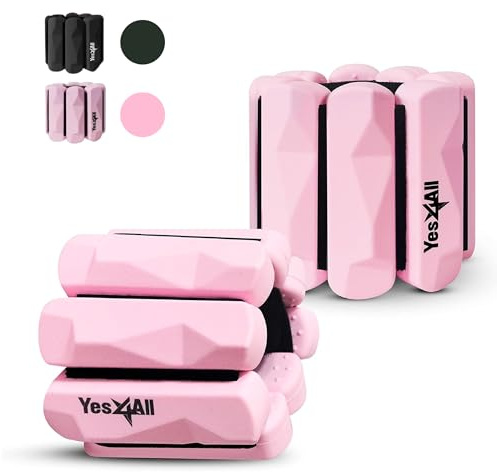 Yes4All Handgelenk- & Knöchelgewichte Set 2x 0,5 kg - Premium Silikon verstellbar für Damen/Herren Home Gym, Yoga, Cardio, Pilates, Laufen