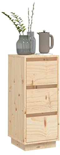 Sideboard 32x34x75 cm Massivholz Kiefer, Eleganter Beistellschrank mit Türen für reichlich Stauraum, robuste Oberfläche für Dekoartikel, ideal für Wohnzimmer oder Flur