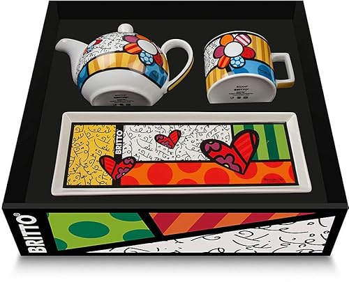 Egan Set Teekanne, Cappuccino Tasse und Tablett Kollektion Britto Icons. Artikel aus mehrfarbigem Porzellan. Die Referenz ist PBTSET/1FI
