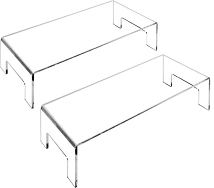 JAWSEU Acryl Display Riser, Dekobrücke, U-Ständer, Klare Display Ständer, 3 mm Acryl-Präsentationsständer, Schmuckvitrine, Aufbewahrungsregal, Regalhalter (2 Pack)