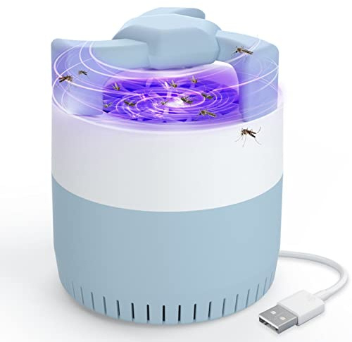 Insektenvernichter, Insektenvernichter Elektrisch Mückenfalle Innen UV Tragbare Mückenlampe Stumm USB Fliegenfalle Mückenschutz Insektenfalle Moskitoschutz für Haus Aussen Garten Camping Blau