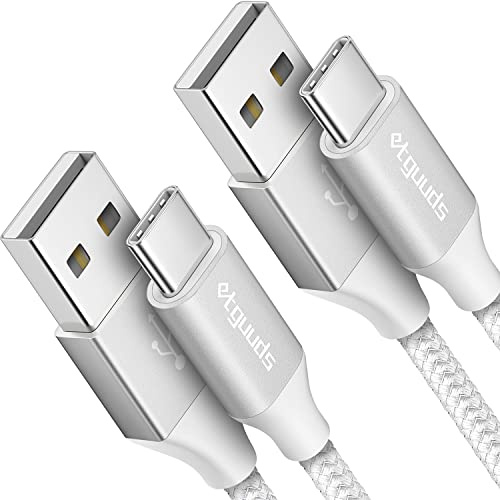 etguuds USB C Kabel Weiß 1.8M, USB C auf USB A Ladekabel Nylon Geflochten