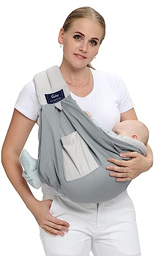 CUBY Tragbares, atmungsaktives Babytragetuch, Sommer-Baby-Essentials für Neugeborene, schnell trocknend, luftdurchlässig, 3D-Netzstoff, Wickeltasche, Babytrage, verstellbare Tragetasche, einfache