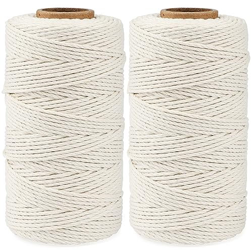KINGLAKE Spago di cotone da 200 m, 2 mm, spago per macellai, panettieri, spago in cotone beige, per cucinare carne, cottura, artigianato artistico, confezionamento, giardinaggio (JH01)