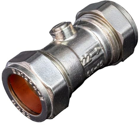 Kudos-Trading- 22mm or 3/4 Inch Isolation Valve x 1 WRAS Approved Chrome Plated Brass Shut Off Stop Tap Compression Fitting Chrome Plated Brass Shut Off Stop Tap, Ideal for Isolating Water Supply