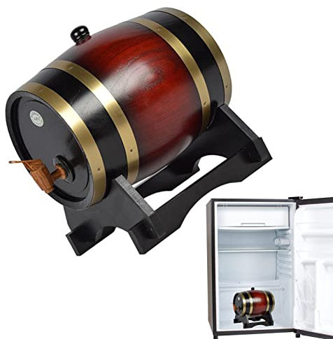 Povanjer Barril de Cerveza de Madera,Dispensador de Barril Grande de 1.5L y 3L | Inicio Barril de Roble Dispensador para Licores Licores Cerveza para Bodegas Botella Ron Tequila
