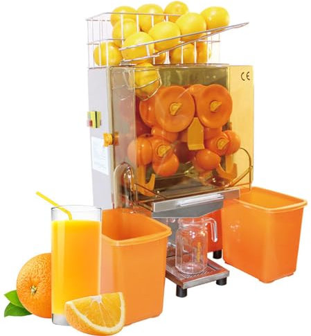 DISHENGZHEN Commercial Orange Juice Squeezer, 120W Electric Citrus Juicer with 2 scrap box 20Pcs/Min Stainless Steel automatic Extractors Fresh Juice making machine for orange, lemon and Grapefruit