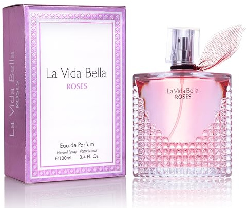 La Vida Bella Roses for Women Eau De Parfum - Floral Amber Fragrance that Combines Top Notes of Raspberry, Pink Pepper & Bergamot - Sugary Rush & Citrusy - Spicy & Rich Aromatic Scent 100ml Bottle