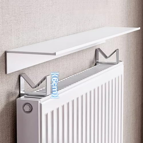 UVCMDUI Schlanke Heizkörperregal, 2-In-1 Staubdichte Aufbewahrung Heizung Ablage, Rostfrei Aluminium Heizungsregal, Breite 14,5 cm Universelle Toilettenregal Ohne Bohren, TragfäHigkeit 30 kg,60cm