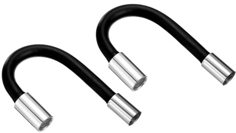 sourcing map 2pcs Foaming Extension Tube, Faucet Lengthen Extender, Sink Drain Extension Tube, Bathroom Faucet Extender, Extension Flexible Water Hose Adapter Black (20cm)