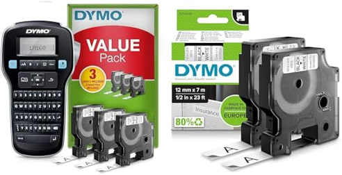DYMO LabelManager 160 Tragbares Beschriftungsgerät Starter-Set & Original D1-Etikettenband | schwarz auf weiß