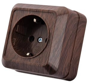 Presa a muro incassata, Set di prese elettriche a muro, Presa a muro interna 250V AC 16A, Presa a terra Grano di legno scuro, MZ-04
