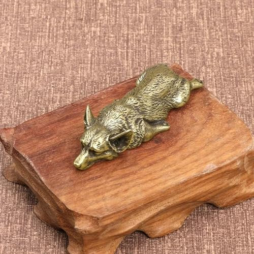 FOSANGPUSHI Messing-Statuen für Heimdekoration, 8 x 3,1 x 1,5 cm, Corgi-Miniatur-Figuren, massives Messing, Tier, Hund, Desktop-Ornament, Dekoration, Briefbeschwerer, Tee, Haustiere