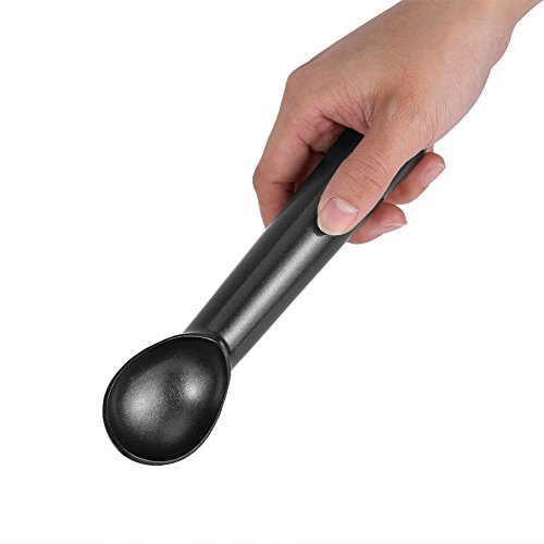 HAOHIZE Eisportionierer Edelstahl, Eiskugelportionierer Antihaftbeschichtet, Eislöffel Portionierer, Frostschutzmittel, Eisportionierer aus Metall, Einteiliges Aluminium Design (Schwarz)