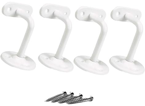 Set of 4 White Handrail Brackets, Banister Brackets for Stair Banister Handrail.
