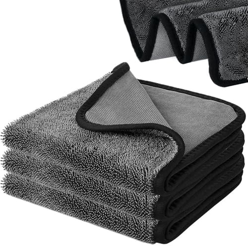 mumisuto 3Pcs Magic Bathroom Drying Cloth, 40×60 cm Car Drying Towel with Super Absorbent Microfiber, No Water Marks Microfibre Cleaning Cloths for Windows, Bathroom, Car Home Office