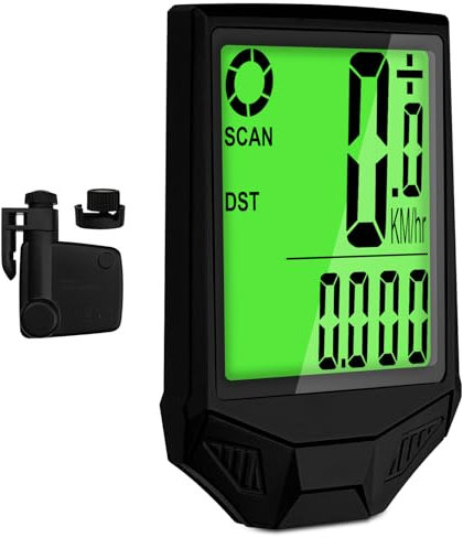 Contachilometri Bici Senza Fili IP66 Impermeabile Multifunzionale Wireless Ciclocomputer con 20 Funzioni LCD Display Avvio/Arresto Automatico Computer Bici per Distanza di Tracciamento,Velocità,Timer