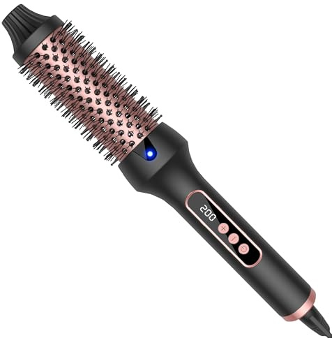 Thermal Brush 38MM Ionic Hair Heated Curling Brush with LCD Display Double PTC for Hair Styling Curling