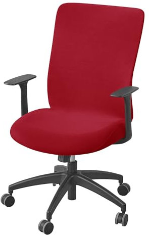 JHLD Bürostuhl Bezug Universal, Stretch Bezug Für Bürostuhl Weiche Abnehmbare Waschbar Drehstuhl Bezug Anti-rutsch Stuhlhussen Mit Elastischem Boden-rot-Medium