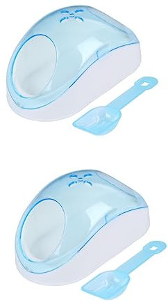 BUGUUYO 2stücke Kleintier Sandbad Haus Plastisches Badezimmer Mit Sandfilter-Schaufel Für Hamster Und Chinchillas Zufällige Schaufel-Farbe Für Käfigzubehör Und Tierpflege