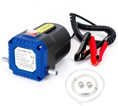 LEMOTO Pompe Diesel Pompe de Transfert 12V 80W Pompe Electrique Vidange Huile Moteur,Pompe à Huile Diesel pour Le Changement de Diesel d'extracteurs de Fluide de Voiture, Huile Moteur