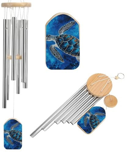 Windspiel mit Meeresschildkröte für draußen, einzigartige Aluminiumröhren, Gedenk-Windglocke, groß, tiefer Ton, Windspiel für Terrasse, Garten, Dekoration, Geschenk für Mutter, Frauen, Nachbarn