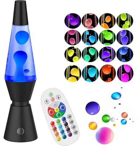 FOOING Liquid Motion Lamp, 17 Color Changing Night Light with Remote Control, 14.5 Nighlight Home Decor Mood Lighting for Bedroom Office, Relaxing Table Lamp for Kids Adults Gifts-Black