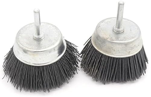 Alambre Abrasivo para Pulido, Rueda de pulido de tambor de alambre abrasivo de nailon, vástago de 6mm, Uso apto para carpintería, muebles, herramientas metalúrgicas, 2 uds.(Fine)