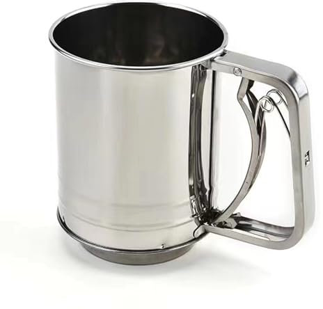 BYYLECL Handheld Flour Sifter, Stainless Steel Flours Sieve Cup with Handle Rust-Proof Powder Mesh Sifter, Flour Shaker, Fine Mesh Stainless Steel Sieve Double