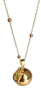 Générique Collier Bola de Grossesse Doré avec Petits Pieds, Or Jaune, Cadeau Future Maman