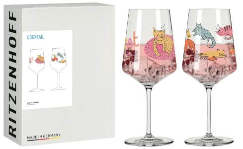 RITZENHOFF Cocktail-Glas 2er-Set - 600 ml - Made in Germany | Artikelnr. 8106003, Serie Tierisch glücklich, 2 Cocktail-Gläser 600 ml, Kristallglas, spülmaschinenfest